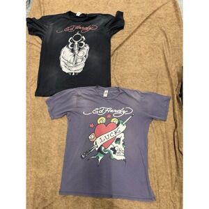Lot Of 2 Vintage Ed Hardy By Christian Audigier T-shirt‎ Skull Large
